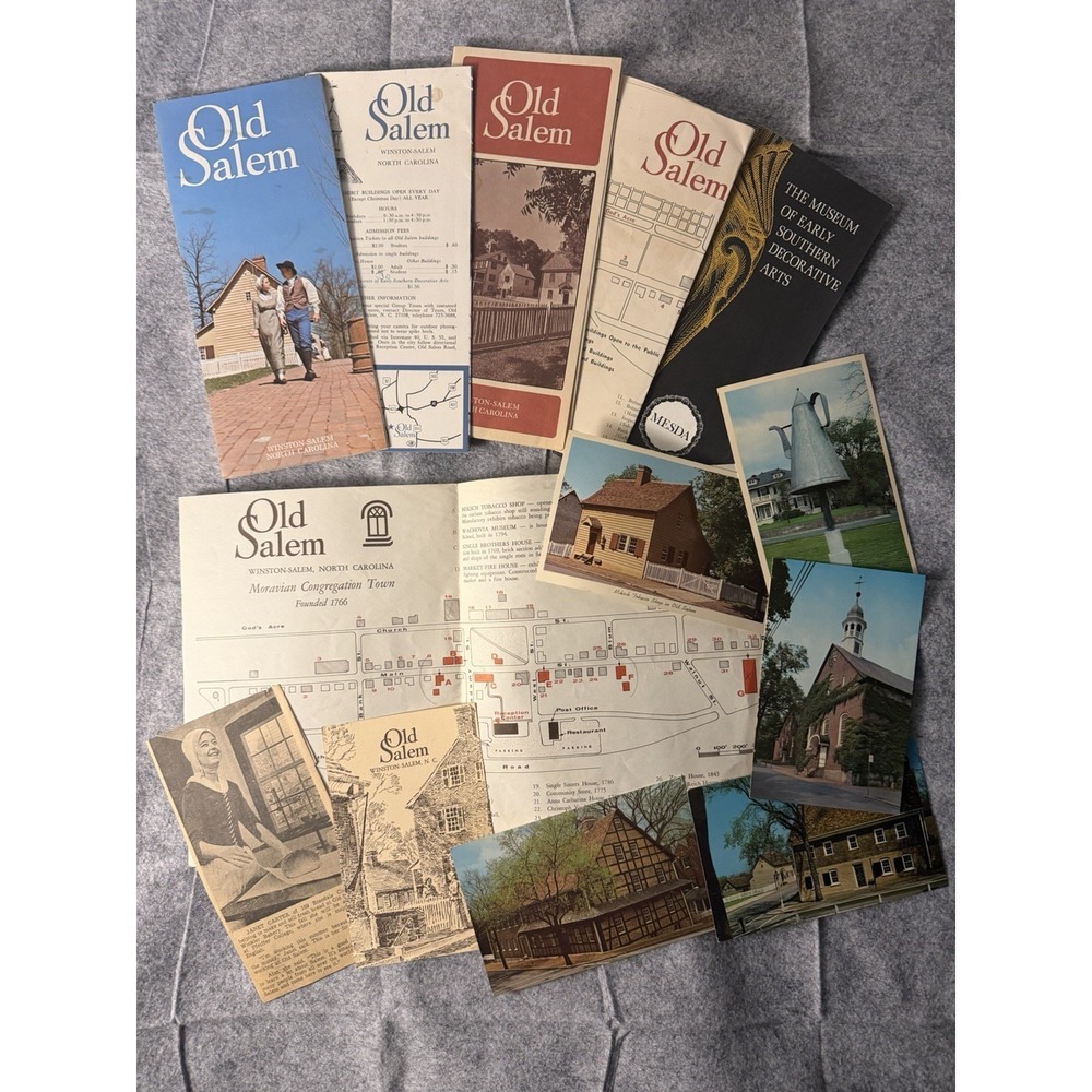 Vintage 60s-70s Old Salem North‎ Carolina memorabilia +postcards lot